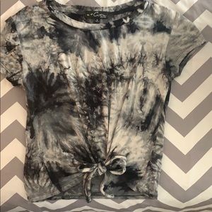 Acid Wash Tie Front Tee